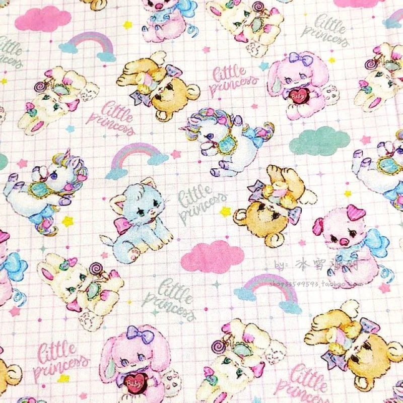 Bty 1 Yard Cotton Woven Fabric - Kawaii Cartoon Characters, Cute Japanese  Showa Animals, Bear, Rabbit Cat Dog Unicorn - Fabric - AliExpress
