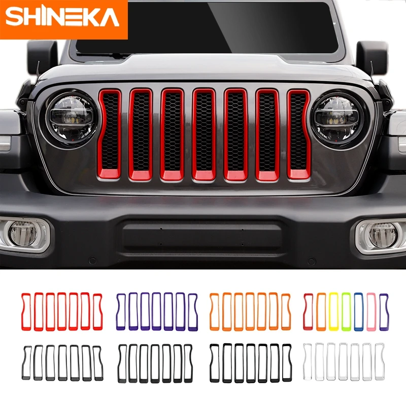 SHINEKA Car Front Racing Grille Decoration Cover Stickers For Jeep Wrangler JL Sahara Rubicon Gladiator JT 2018-2021 | Автомобили и