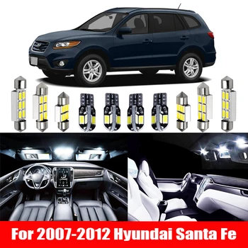 

13Pcs Led Bulbs T10 Canbus For Hyundai Santa Fe 2007-2010 2011 2012 Light Interior Kit Bulbs White LED Car Map Dome Ceiling Lamp