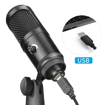 

KA50 USB Condenser Recording Microphone For Pc Cardioid Studio Recording Vocals Voice Over Mic Headphone Output&Volume Control