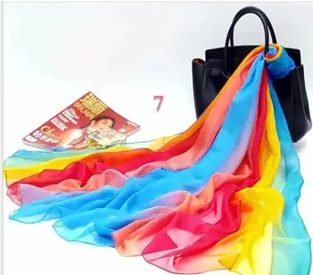 

Summer sunscreen air conditioning shawl beach towel dual purpose versatile gradient Korean long shawl Chiffon scarves woman