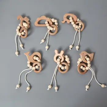 

Baby Teether Hanging Play Toys Wooden Bed Bell Rattle Gym Frame Rack Pendants Infants Newborn Shower Gifts