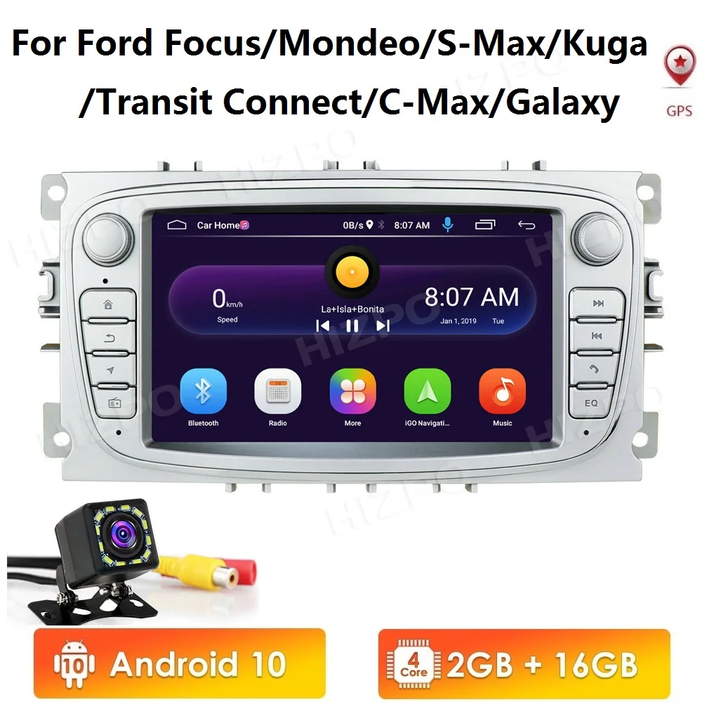 US $109.20 2 Din Android 10 Car Radios Car Multimedia Player 7 Audio DVD Player For FordFocusSMaxMondeo 9GalaxyCMax With GPS Wifi