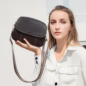 

Genuine Leather Female bag 2020 New Simple Fashion Korean Version Single Shoulder Bag First Layer Cowhide Women Cross body bag