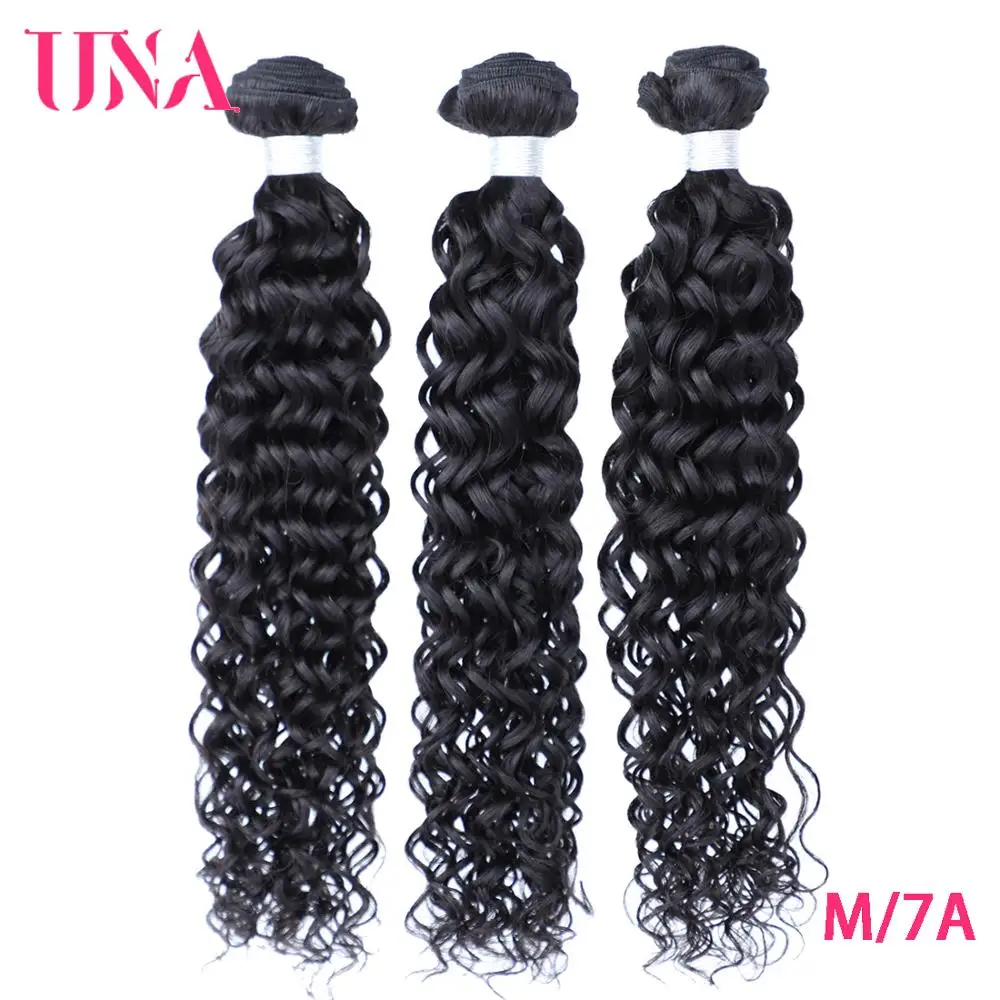 

UNA Water Wave 8"-28" 7A Middle Ratio Brazilian Non-Remy Hair Bundles 3 Bundles Deal Human Hair Bundles 100g Color #1 #1B #2 #4