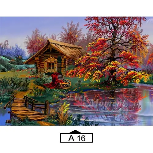 Алмазная картина Ever Moment, пейзаж, дом, река, Полная площадь, стразы, 5D, сделай сам, алмазная вышивка ASF1807 - Цвет: A16