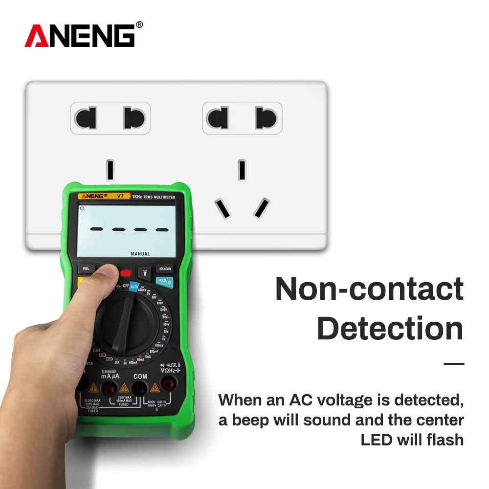 ANENG V7 цифровой мультиметр Профессиональный True RMS AC DC ЖК-Вольтметр Амперметр электронный резистор конденсатор транзисторный тестер