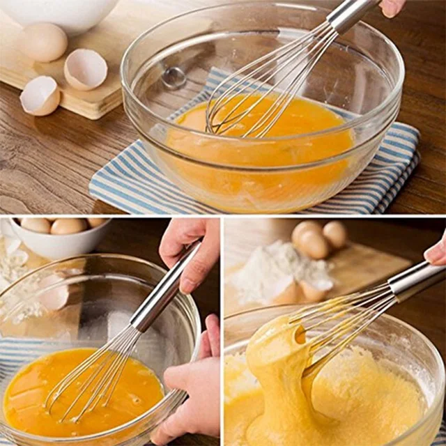 3 Pcs Large Small Metal Mini Whisk Sets, Stainless Steel Egg Wire