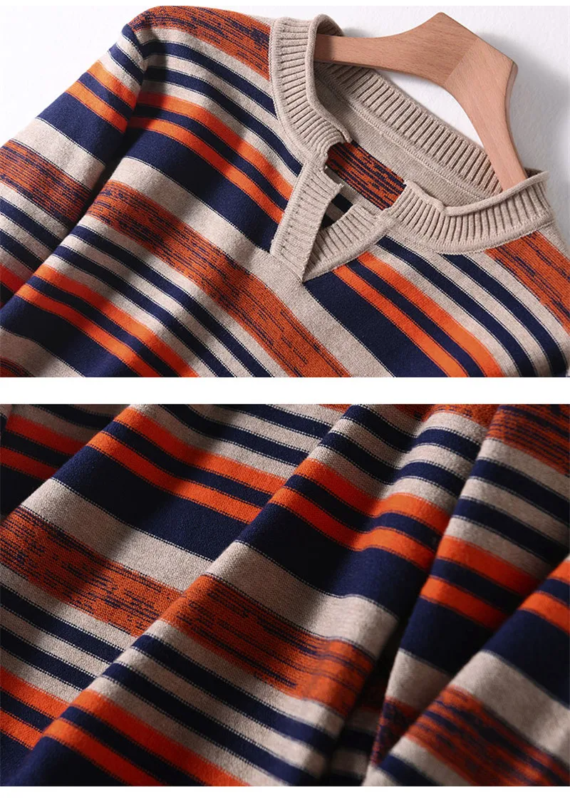 Женский свитер в полоску GCAROL, вязаный разноцветный джемпер с V-образным вырезом, трикотажный пуловер большого размера, джемпер радужного цвета размера 2XL для осени и зимы