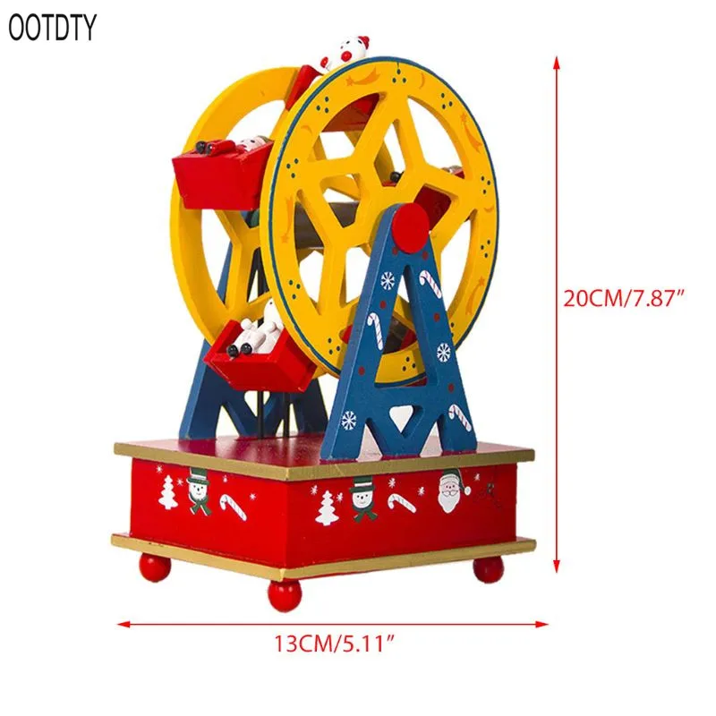 OOTDTY новая Деревянная Расписная Рождественская музыкальная шкатулка Рождественский детский подарок настольные украшения для дома