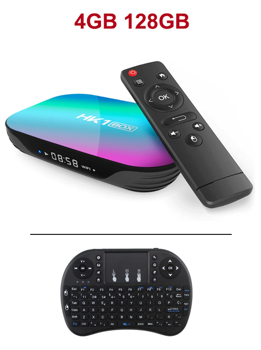 Приставка Procaja HK1box Android 9,0 Smart tv Box HK1 приставка Android tv box 4G ram 32G/64G/128G rom S905X3 четырехъядерный 8K 1000M телеприставка - Цвет: 4GB 128GB and I8