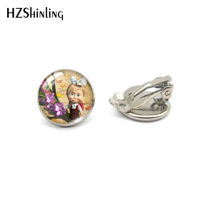 Silver-6 Hzshinling маленькие девочки и медвежонок круглые серьги без проколов Симпатичные летние аксессуары - Окраска металла: Silver-6