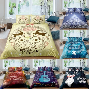 

ZEIMON Elk Deer Merry Christmas Pattern Duvet Cover for Kids Children Bedroom Quilt Cover Bedding Set With Pillowcase Home Decor