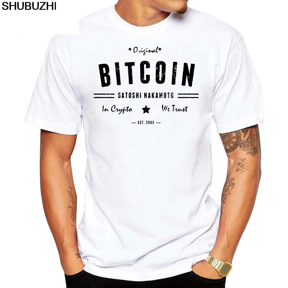 

Bitcoin Original Satoshi Crypto Logo T Shirt Plus Size Print Short Sleeve T-Shirt New High Quality Cotton Men Tee Shirts