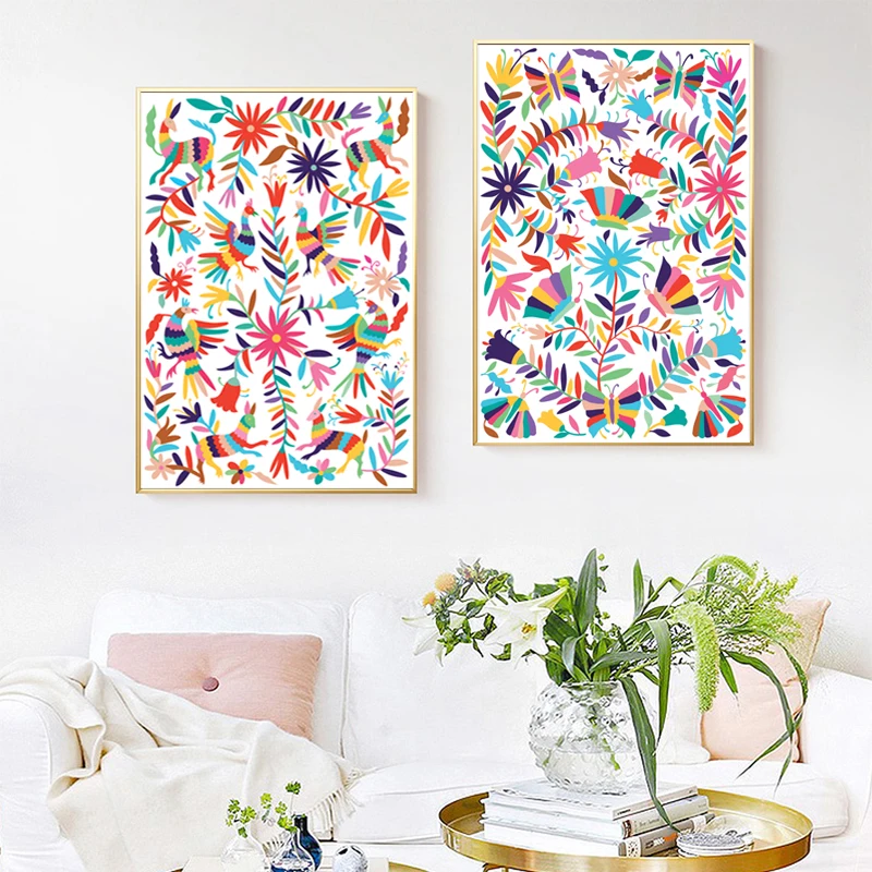 Otomi-Mexico-Art-Prints-Colorful-Mexican-Folk-Painting-Otomi-Wall-Art-Canvas-Pictures-for-Living-Room (2)