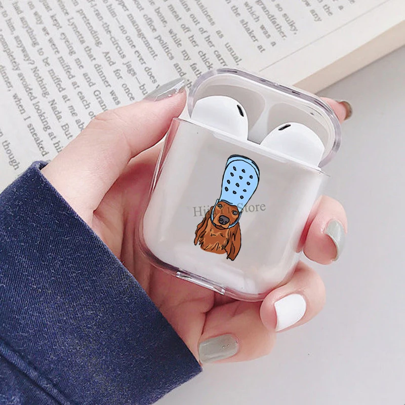 Забавный Колбаса Собака наушники чехол для Apple AirPods 1 2 мягкий прозрачный из