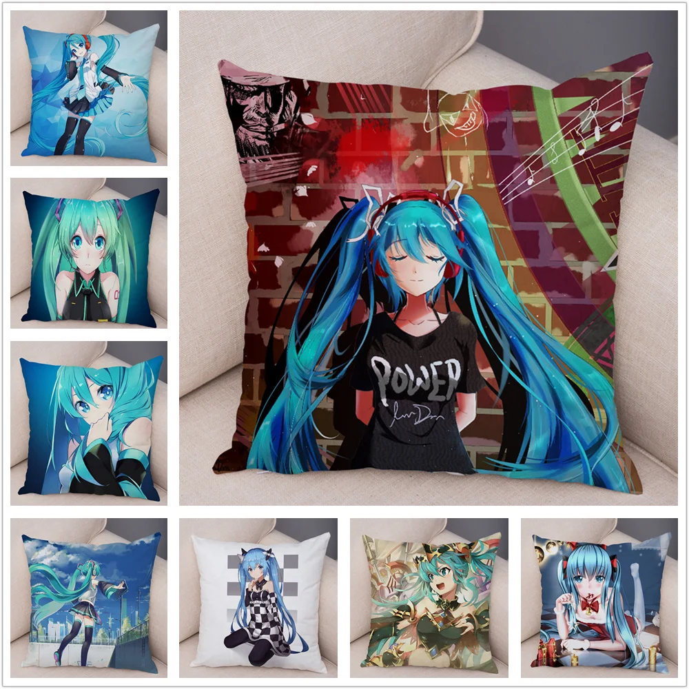 Милый Хацунэ Мику Музыка Девушка VOCALOIDCushion чехол для дивана домашние подушки в автомобиль Чехлы 45x45 см декоративная Подушка Чехол Наволочка с мультяшным принтом