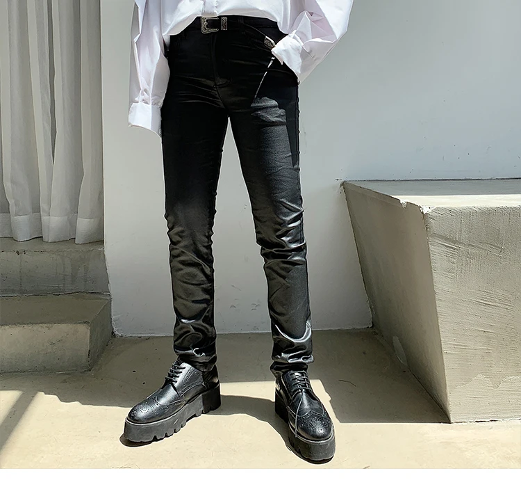 Сценическая одежда Мужская мода покрытие Slim Fit повседневные брюки мужские женские уличная хип хоп панк готический карандаш брюки обтягивающие штаны