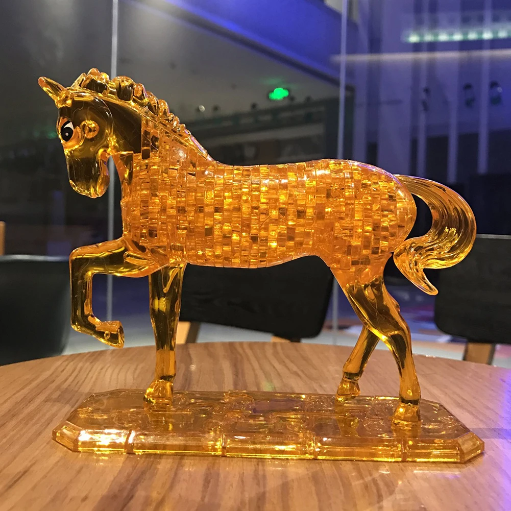 3D лошадь Кристалл Пазлы DIY строительные блоки Образование игрушка настольная игрушка с орнаментом для детей