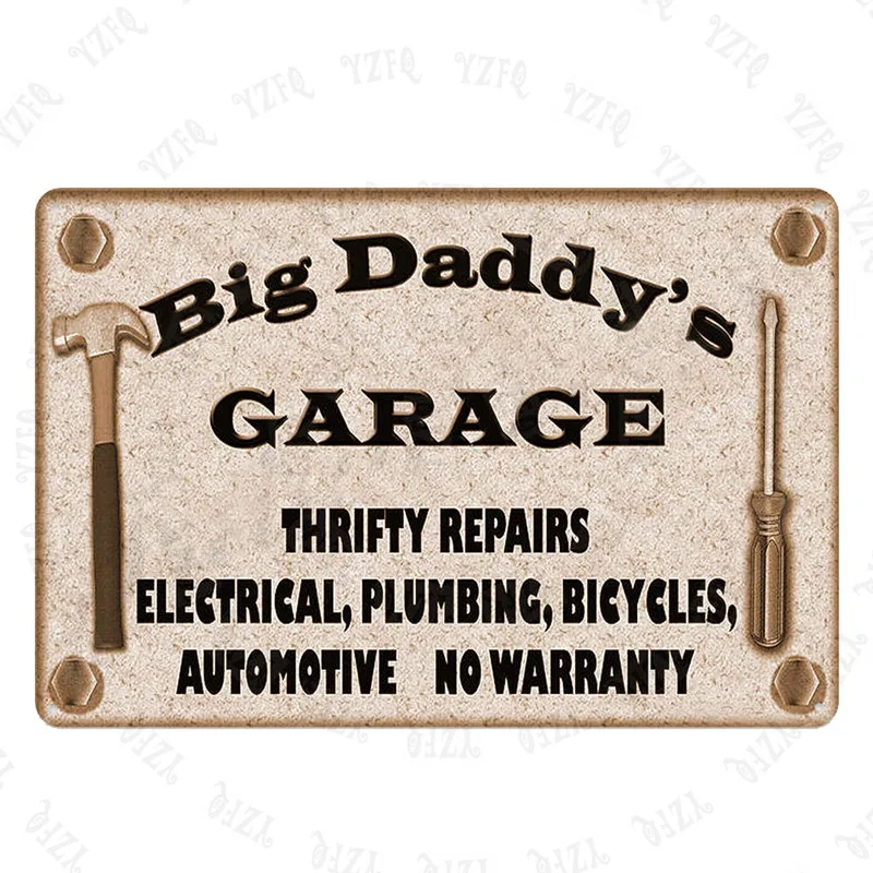 Dad's гараж металлический знак мой инструмент мои правила потертый шик настенные бар дома искусство дом на колесах Гараж Декор газа плакат 30X20 см XP-1A