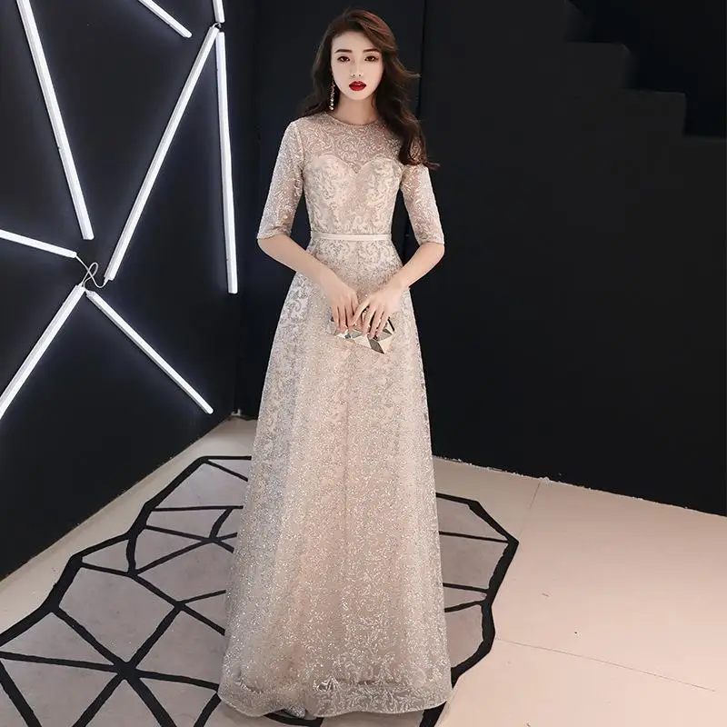 Appliques Princess Sexy Elegant Bridal Wedding Dress Cheongsam Fishtail Ball Gown Dress Vestidos De Festa Bling Lady Qipao - Цвет: Champagne C