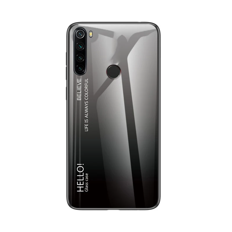 Серый Для xiaomi redmi note 8t чехол противоударный задняя крышка градиентный чехол из закаленного стекла для redmi note 8t Global note8t note 8 Pro Чехол - Цвет: Серый
