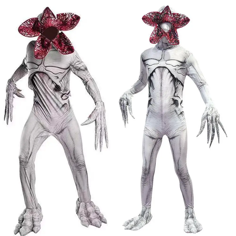 

Bodysuit Stranger Things Demogorgon The Monster Cosplay Halloween Costume White Zentai Bodysuit Kid Mask Prop