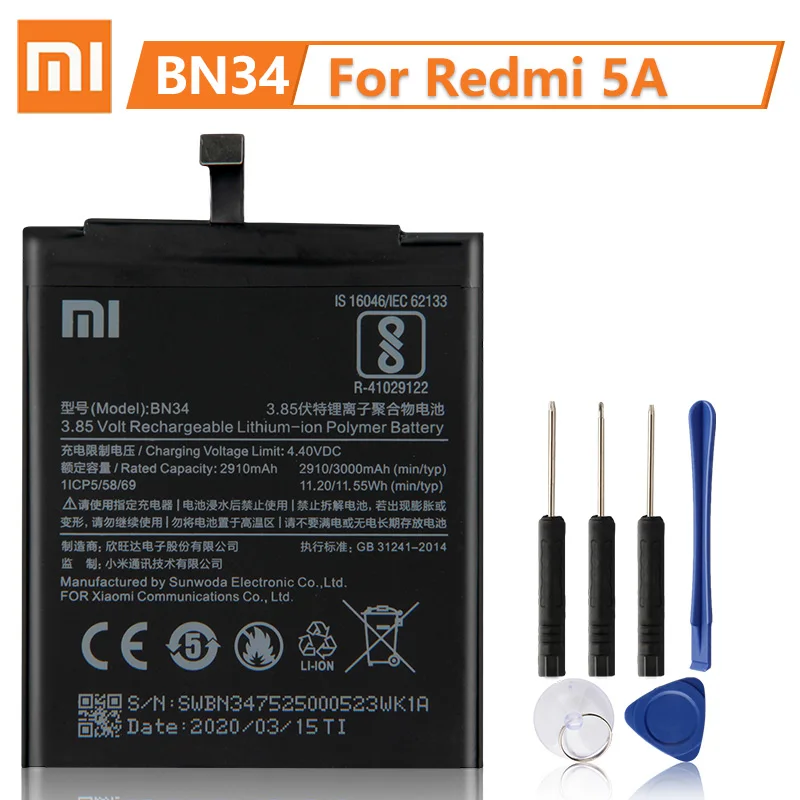 Оригинальный аккумулятор XiaoMi BM36 для Mi 5S MI5S BM22 MI5 5 BM37 Plus BN20 5C BN34 BN31 Redmi 5A Note