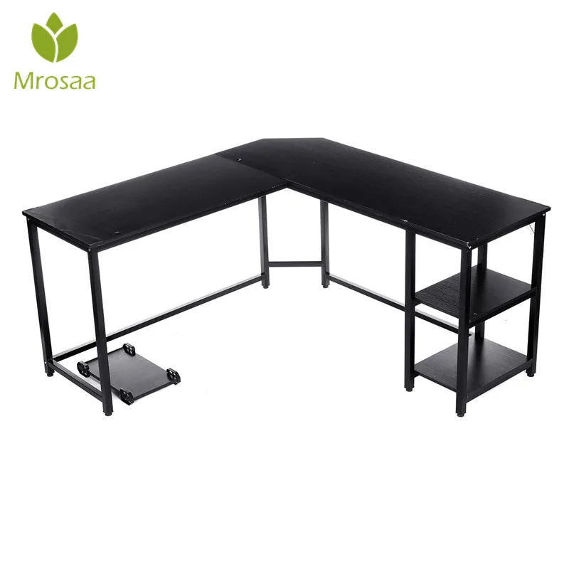 L Shaped Desk With Shelves 59 Inch Corner Computer Desk With Cpu