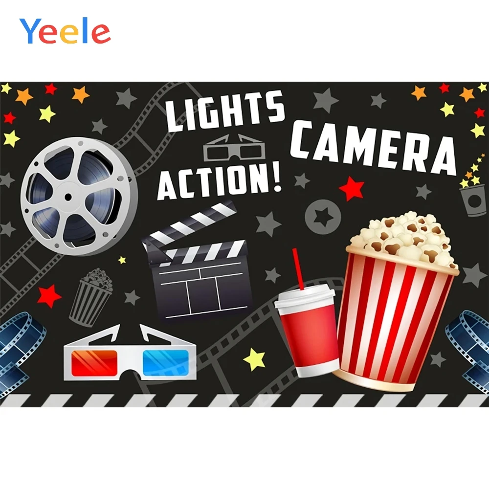 

Movie Tape Camera Popcorn Decor Baby Shower Birthday Party Backdrop Photography Custom Photographic Background For Photo Studio