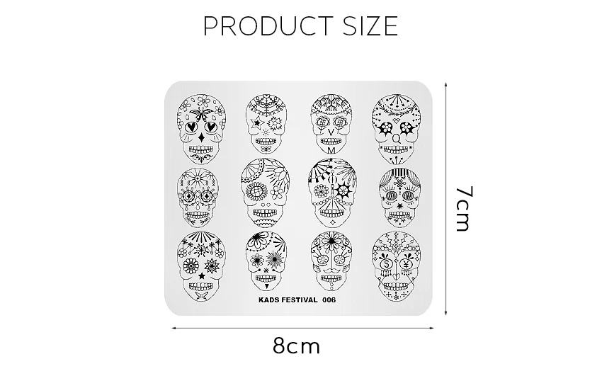 KADS Хэллоуин штамповка для ногтей пластина череп шаблон рисунок для нейл-арта пластины трафарет для дизайна ногтей штамп польский фестиваль дизайн