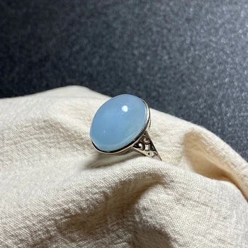 

100% natural blue aquamarine adjustable ring 925 silver 18x13mm love Gift stone ring AAAA crystal healing stone low price