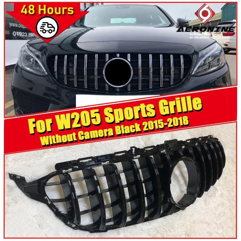 C205 Gt решетка Передняя GTR гриль для Mercedes W205 c180 c200 c250 c300 c43 2015 18 ABS черная