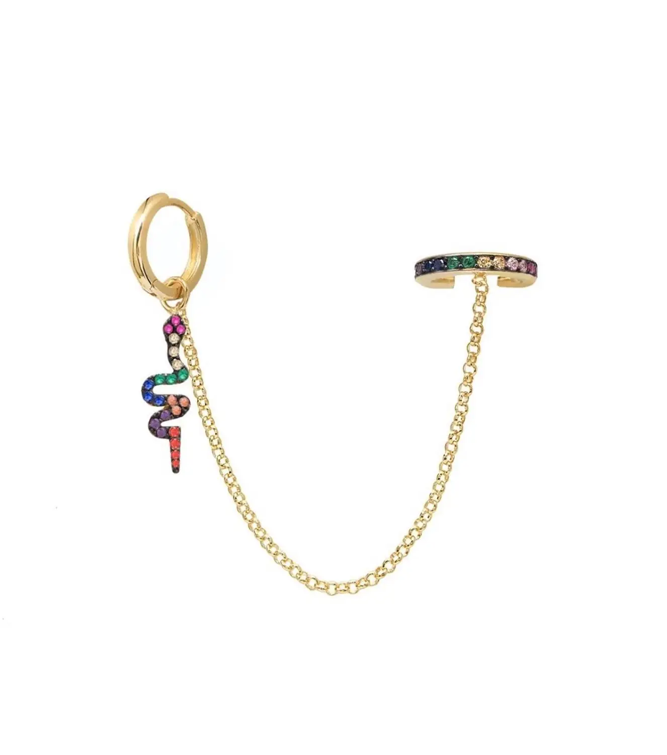 

Punk rainbow snake Pendant Earrings for Women Boys Korean Hiphop Fashion Jewelry Gold Earrings Brinco Oorbellen Wholesale