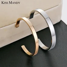 Поцелуй Мэнди влюбленные персонализированные подарки браслет из нержавеющей стали для мужчин и женщин 3 цвета браслет выгравировать имя семья ювелирные изделия OTB301