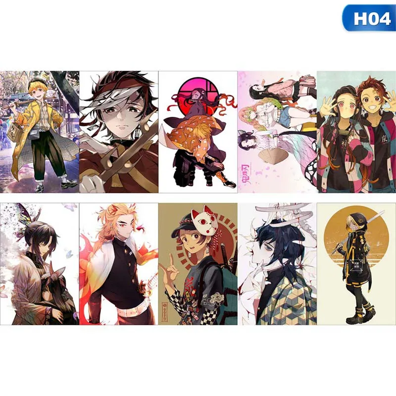 Набор стикеров для карт Kimetsu No Yaiba аниме, сделай сам, водостойкая наклейка для карт, Классическая наклейка s 10 шт - Цвет: 4
