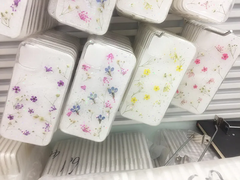 Tfshining настоящий прессованный высушенный чехол с цветами для iphone 11 11pro max X XR Xs max 6 6s 7 8 plus, прозрачный чехол, блестящий девчачий чехол
