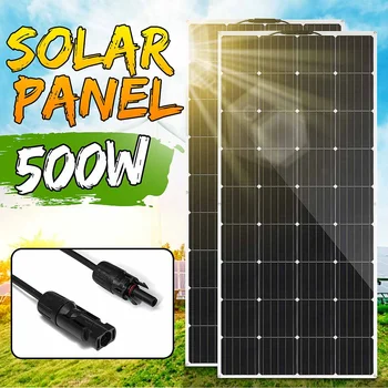 

18V Solar Panel 500W/250W Semi-flexible Monocrystalline Solar Cell DIY Cable Waterproof Outdoor Connector Battery Charger