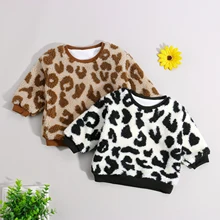 Baby Boys Girls Clothes Pullover Hoodies Sweater Fall Winter Long Sleeve Leopard Print Warm Sweatshirt Tops Children's Clothing