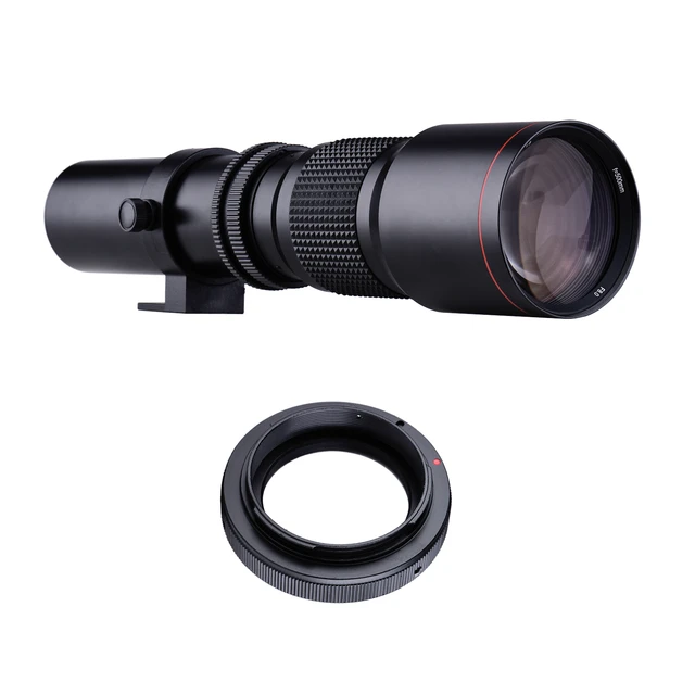 Lightdow Lente de teleobjetivo súper zoom manual de 16.535-31.496 in f/8.3  + anillo de montaje en T para Canon EOS 80D 90D Rebel T3 T3i T4i T5 T5i T6