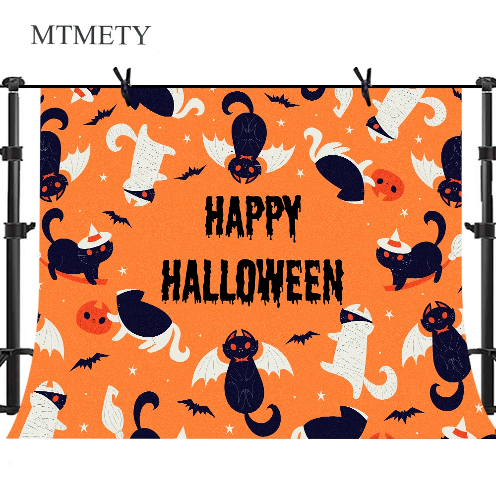

MTMETY Cartoon Happy Halloween Photography Backgrounds Customized Funny Animals Portrait Photographic Backdrops for Photo Studio