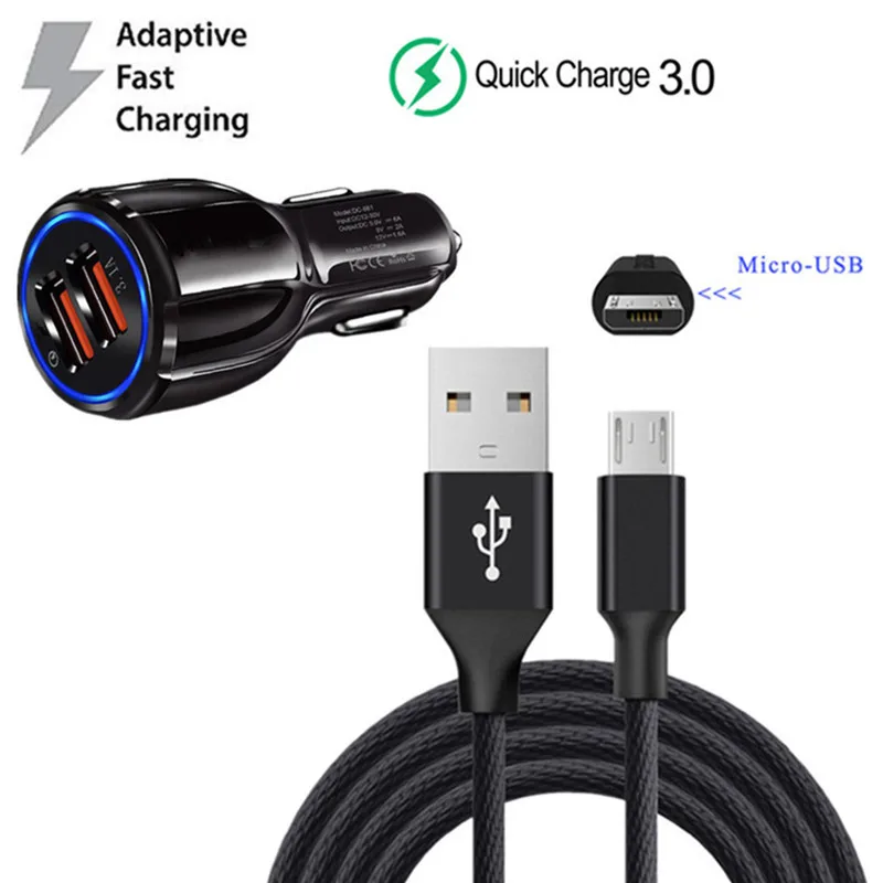 1 м микро usb зарядное устройство для телефона нейлоновый шнур Адаптивное быстрое usb Автомобильное зарядное устройство для samsung galaxy S6 S7 edge A10 Note 4 5 LG MOTO G2 G3S G4