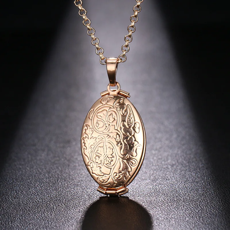 Магический многослойный медальон с фотопамятью резной узор кулон золотой серебряный цвет модный альбом коробка ожерелья для женщин ювелирные изделия - Окраска металла: C1