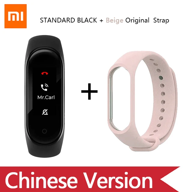 Умный Браслет OriginalXiao mi Band 4 на английском, испанском и русском языках, 3 цвета, AMOLED экран, mi band 4, Smartband, fitness Traker - Цвет: pink original strap
