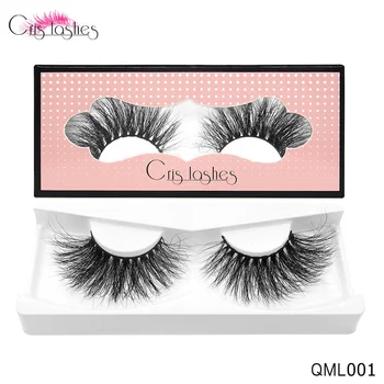 

Crislashes Full Strip Lashes Mink False Eyelashes 25mm Extra Length Eyelash QML01-28 Big Dramatic 100% Mink Reusable Makeup Tool