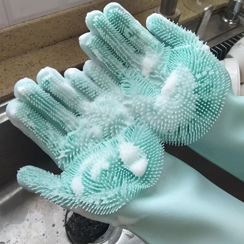 1 Pair Magic Silicone Dishwashing Scrubber Dish Washing Sponge Rubber Scrub Gloves Kitchen Cleaning | Дом и сад