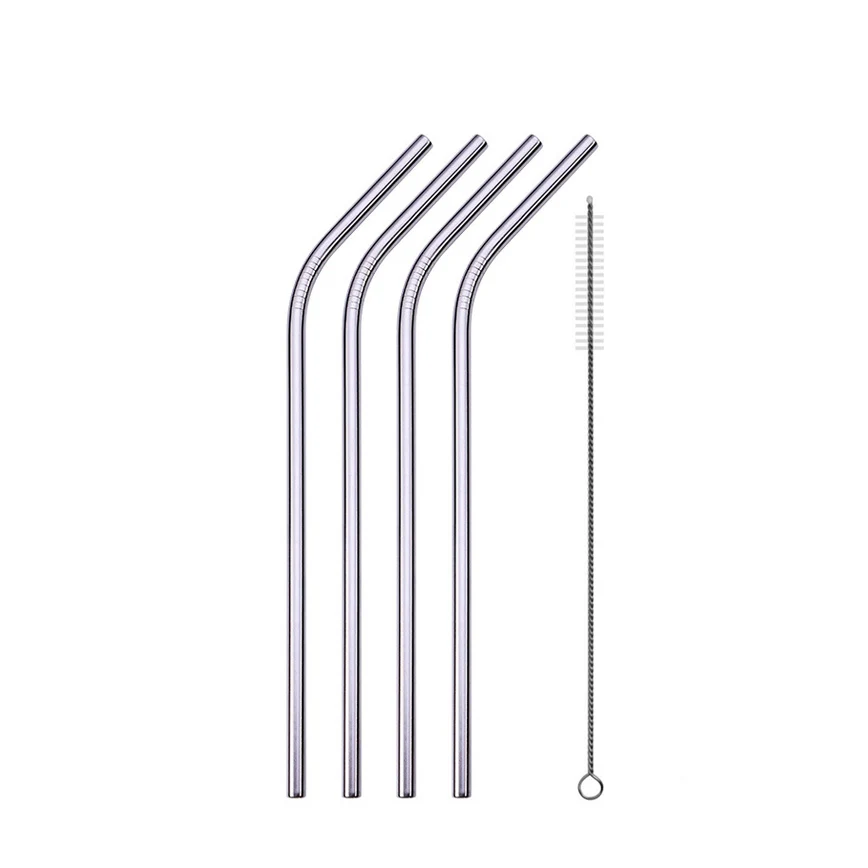 Premium Reusable Stainless Steel Drinking Straw Set with Cleaning Brush & Pouch