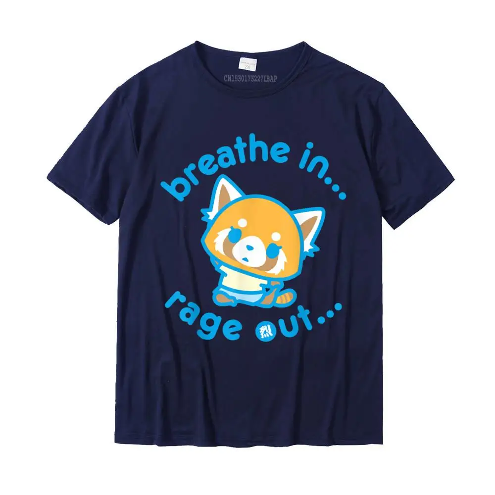 Special Men Tops T Shirt Casual Printing T-Shirt 100% Cotton Short Sleeve Design Tops & Tees Round Collar Drop Shipping Aggretsuko Yoga Breathe In Rage Out T-Shirt__MZ15751 navy