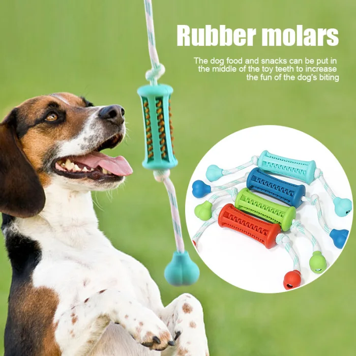 New Pet Dog Chew Toy Treat Trainning Rubber Molar Teeth Cleaning Interaction Toy with Rope NE