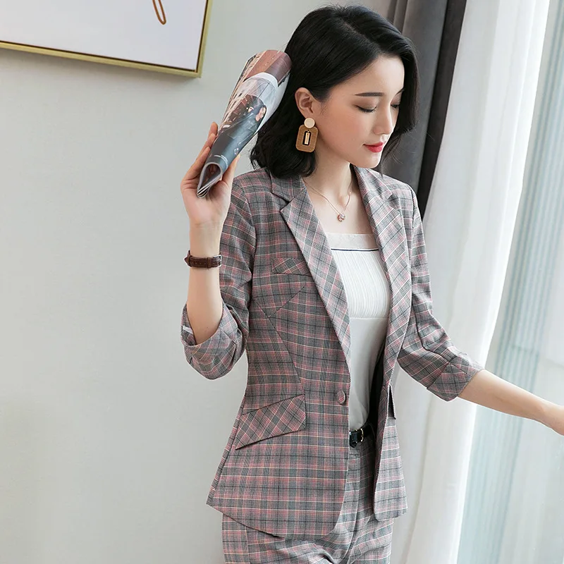 Маленький костюм пальто летняя одежда для женщин одна пуговица Slim Fit с коротким рукавом оранжевый черный и белый с рисунком Бизнес Рабочая одежда Sui